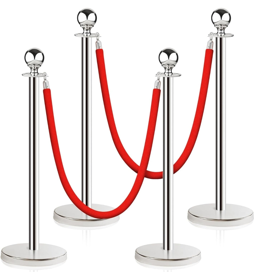Red carpet  with velvet ropes and poles