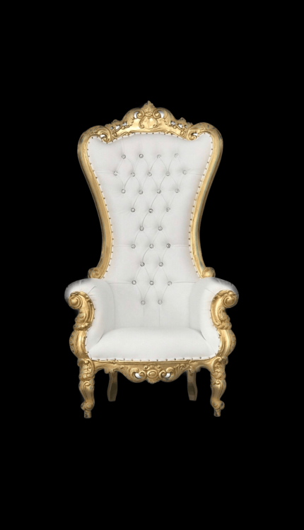 Gold/Ivory Queen Throne Chair